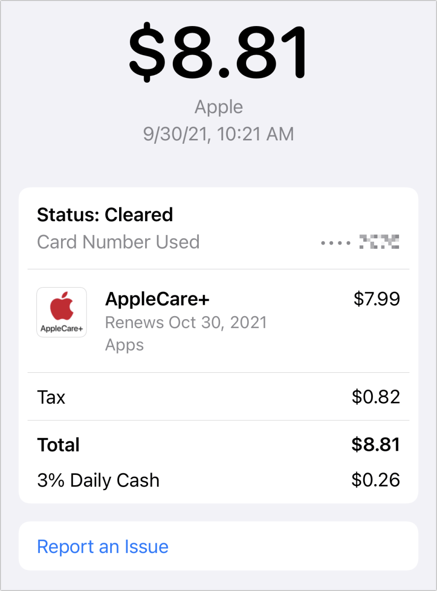 Transakcje Apple Card w aplikacji Portfel