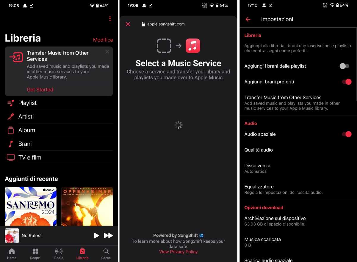 Przesyłanie list odtwarzania Apple Music na Androida