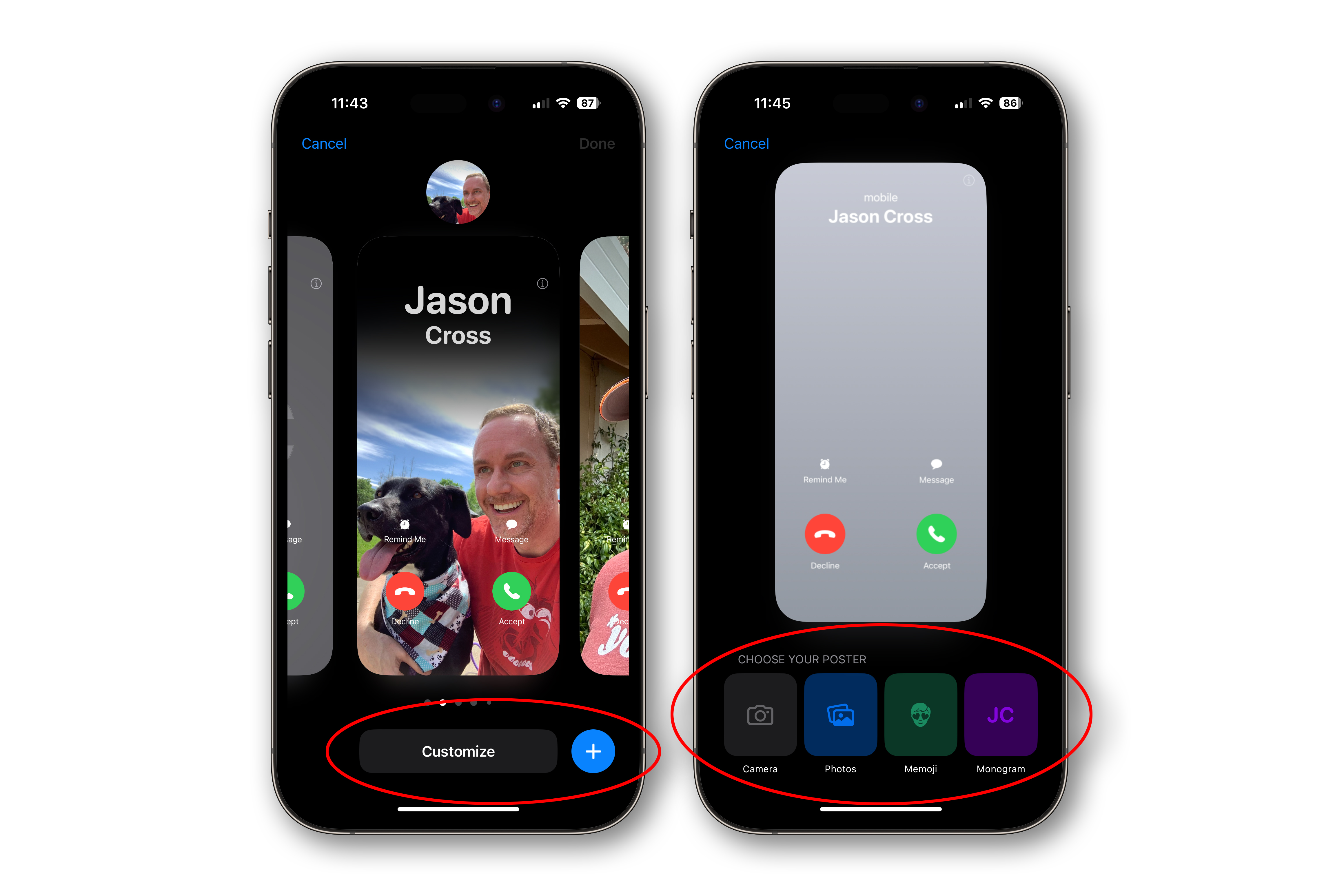 Plakat kontaktowy iOS 17